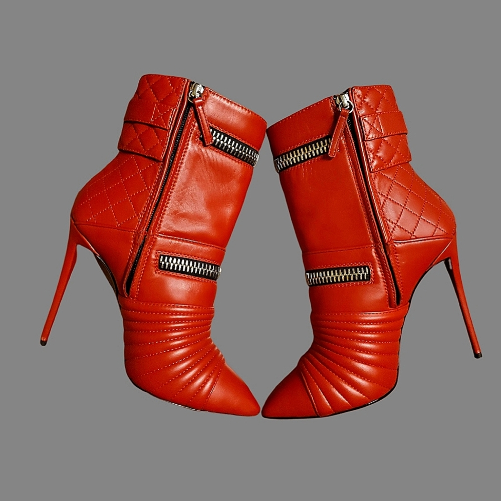 Giuseppe Zanotti Red Leather Stiletto Boots